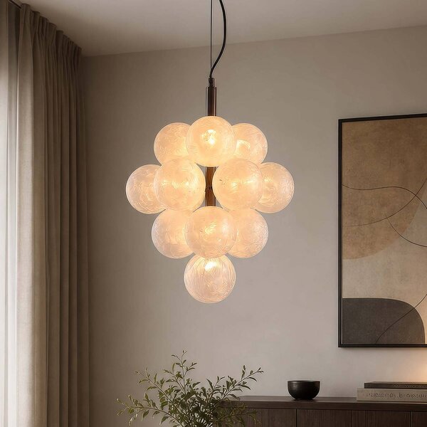 Searchlight Lampada a sospensione Frosty, dimmerabile, Bianco / Opale, Soggiorno / Sala da pranzo, Metallo, Lampada a sospensione