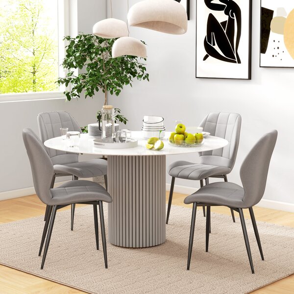 HOMCOM Set di 4 Sedie da Pranzo Moderne per Cucina e Soggiorno con Rivestimento in Flanella, Grigio|Aosom