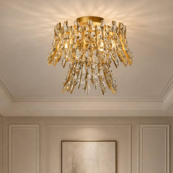 Searchlight Plafoniera soffitto Monarch, dimmerabile, Ottone / Oro, Soggiorno / Sala da pranzo, Metallo, Plafoniera