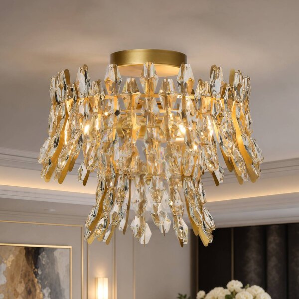 Searchlight Plafoniera soffitto Monarch, dimmerabile, Ottone / Oro, Soggiorno / Sala da pranzo, Metallo, Plafoniera