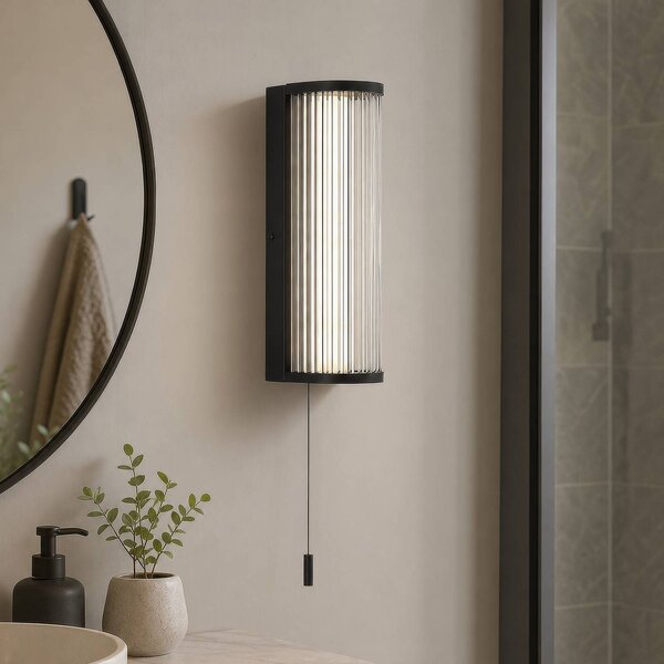 Searchlight Applique da parete Rue, dimmerabile, Nero, Bagno, Metallo, Applique