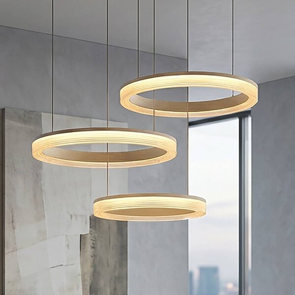 Searchlight Lampada a sospensione Lumen Rings, dimmerabile, Crema / Ambra, Soggiorno / Sala da pranzo, Metallo, Moderno, Lampada a sospensione