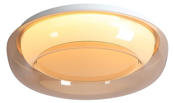 Searchlight Plafoniera soffitto Jude Flush, dimmerabile, Crema / Ambra, Soggiorno / Sala da pranzo, Metallo, Plafoniera