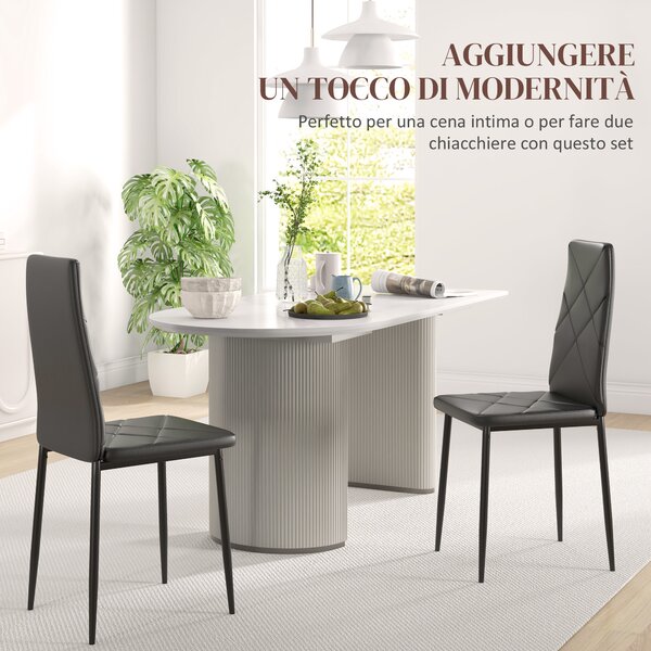 HOMCOM Set di 2 Sedie da Pranzo Moderne con Schienale Alto in Finta Pelle e Acciaio, 41x50x97 cm, Nero | Aosom Italy