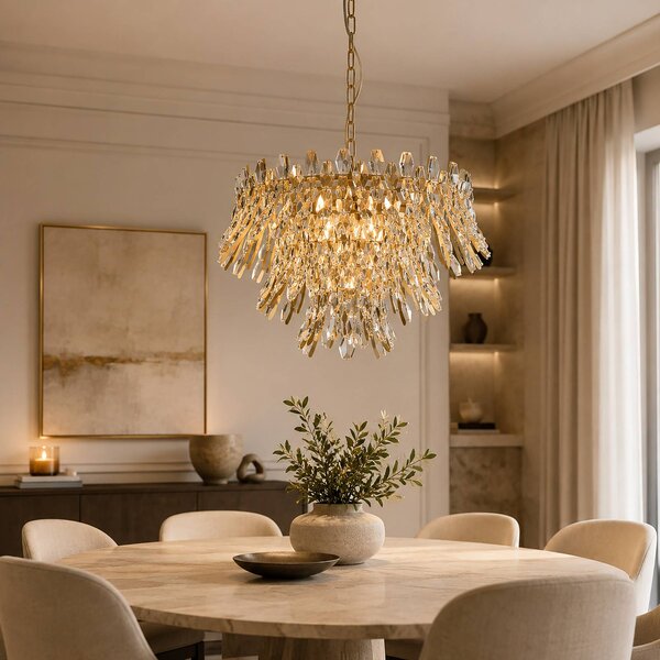 Searchlight Lampada a sospensione Monarch, dimmerabile, Ottone / Oro, Soggiorno / Sala da pranzo, Metallo, Lampada a sospensione
