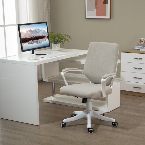 Vinsetto Sedia Moderno da Ufficio Ergonomica con Altezza Regolabile e Funzione Dondolo, Seduta Imbottita, 62x69x92-100cm, Beige | Aosom Italy