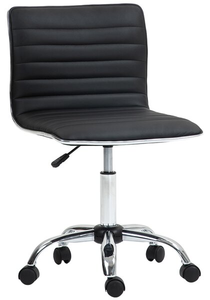 HOMCOM Sedia da Ufficio Girevole a 360° con Altezza Regolabile e 5 Ruote, Poltrona da Ufficio Imbottita Ergonomica in Pelle PU, Nero|Aosom Italy