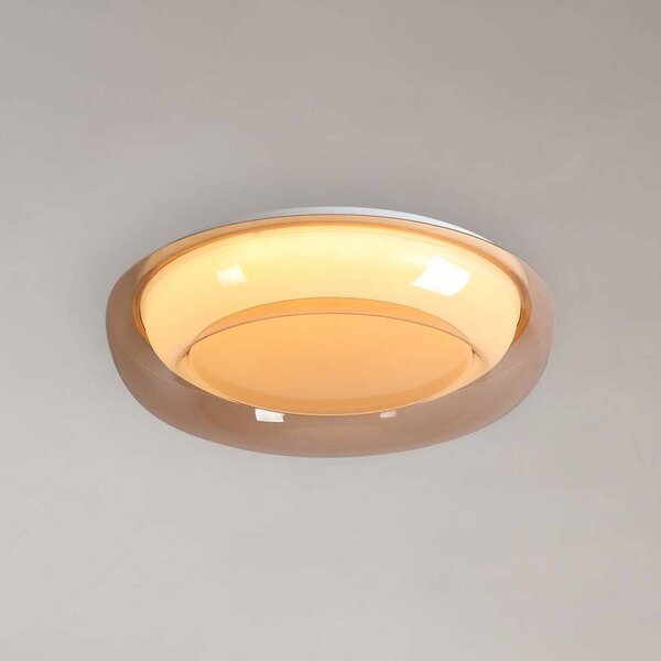 Searchlight Plafoniera soffitto Jude Flush, dimmerabile, Crema / Ambra, Soggiorno / Sala da pranzo, Metallo, Plafoniera