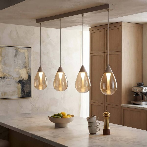 Searchlight Lampada a sospensione Pear, dimmerabile, Crema / Ambra, Soggiorno / Sala da pranzo, Metallo, Moderno, Lampada a sospensione