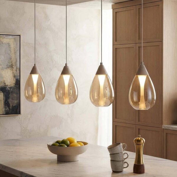 Searchlight Lampada a sospensione Pear, dimmerabile, Crema / Ambra, Soggiorno / Sala da pranzo, Metallo, Moderno, Lampada a sospensione