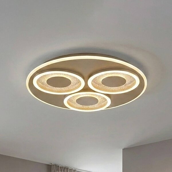 Searchlight Plafoniera soffitto Wreath Flush, dimmerabile, Crema / Ambra, Soggiorno / Sala da pranzo, Metallo, Moderno, Plafoniera