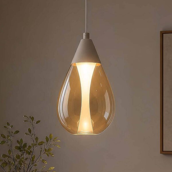 Searchlight Lampada a sospensione Pear, dimmerabile, Crema / Ambra, Soggiorno / Sala da pranzo, Metallo, Moderno, Lampada a sospensione