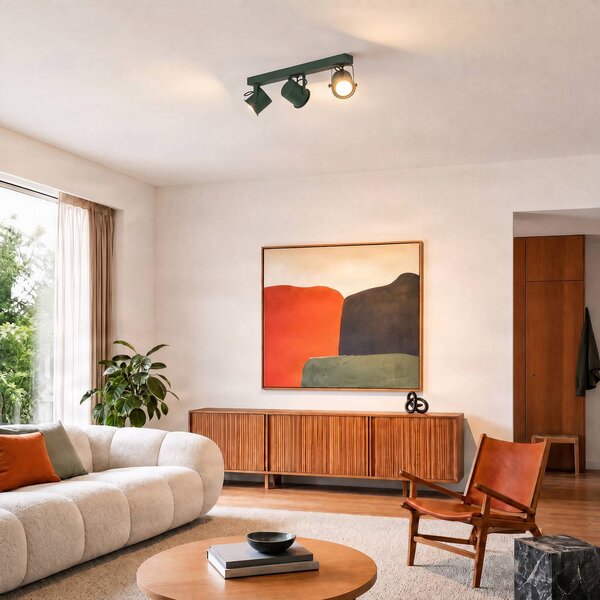 Faretto da soffitto Canico, a 3 luci, verde Canico Argon, dimmerabile, Verde, Soggiorno / Sala da pranzo, Metallo, Moderno, Faretto alogeno