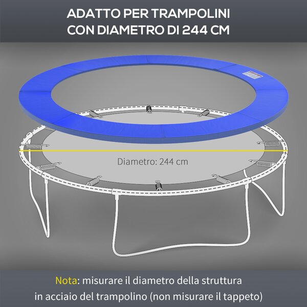 HOMCOM Copertura Bordo di Protezione per Trampolino Elastico Giardino in PVC ( Ø244cm )|Aosom