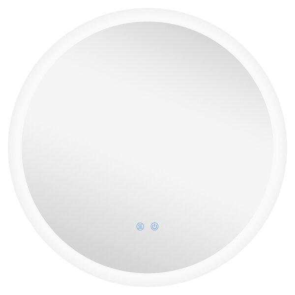 Kleankin Specchio Bagno con Luci LED Regolabili, Controllo Touch e Design Antiappannamento, Ø60 cm