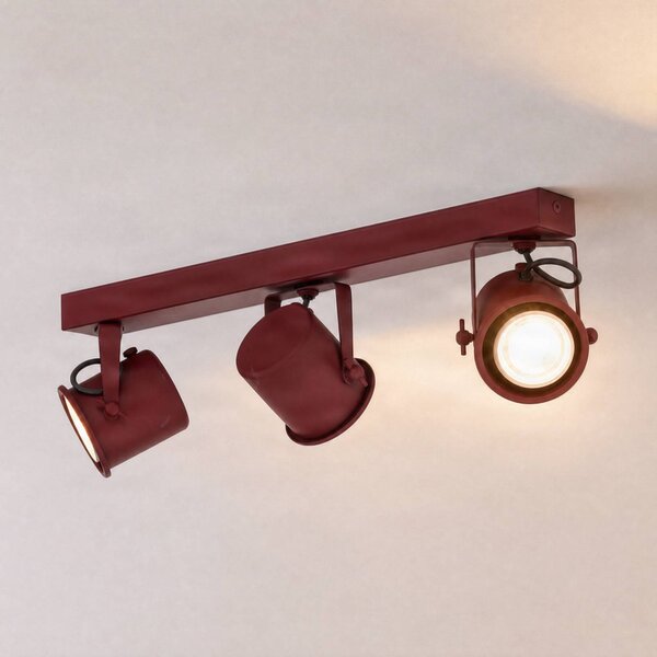 Faretto da soffitto Canico, a 3 luci, rosso Canico Argon, dimmerabile, Rosso, Soggiorno / Sala da pranzo, Metallo, Moderno, Faretto alogeno