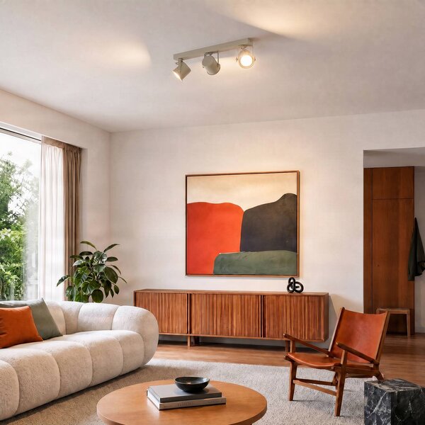 Faretto da soffitto Canico, a 3 luci, color crema Canico Argon, dimmerabile, Crema / Ambra, Soggiorno / Sala da pranzo, Metallo, Moderno, Faretto alogeno