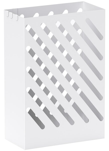 HOMCOM Portaombrelli di Design con Vaschetta Raccogli Gocce e 4 Ganci in Metallo, 28x14x41 cm, Bianco