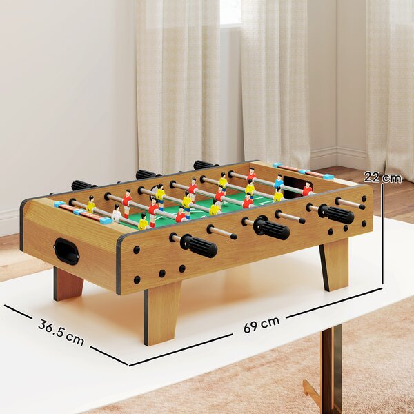 HOMCOM Calcio Balilla Pieghevole per Adulti e Bambini con 2 Palline e Segnapunti, in Legno, 69x36.5x22 cm, color Legno | Aosom Italy