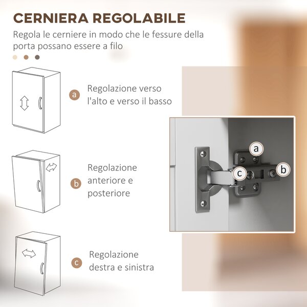 HOMCOM Mobile Microonde con Armadietto Inferiore e 3 Ripiani Laterali con Anta in Vetro, in Legno, 80x35x97 cm, Bianco | Aosom Italy
