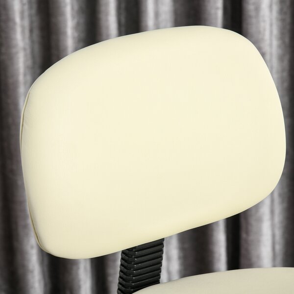 HOMCOM Sgabelli da bar, sedie girevoli, sgabelli da lavoro, sgabelli da ufficio, altezza regolabile, girevole a 360°, con schienale, imbottito, ampio sedile per un miglior comfort, PU beige, 56 x 57 x 104-127 cm