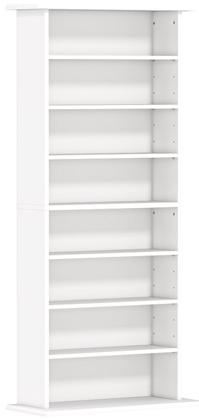 HOMCOM Scaffale Porta CD con 6 Ripiani Regolabili, Capacità di 360 CD/185 DVD, 58x24x124.5 cm, Bianco | Aosom Italy