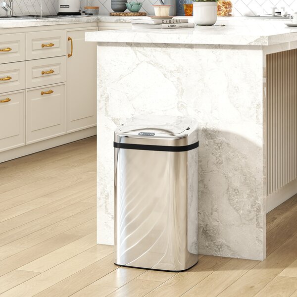 HOMCOM Bidone per Rifiuti da 30L con Sensore per Apertura e Chiusura Automatica, 33x25x57.5 cm, Argento | Aosom Italy