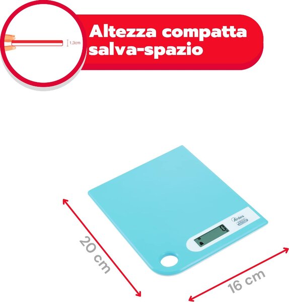 Ardes Bilancia da Cucina Digitale Elettronica Portata Massima 5 Kg colore Azzurro - AR1PA1/Z