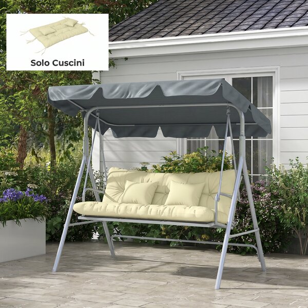 Outsunny Set 4 Cuscini da Giardino per Schienale e Seduta con Imbottitura, in Poliestere, Crema | Aosom Italy