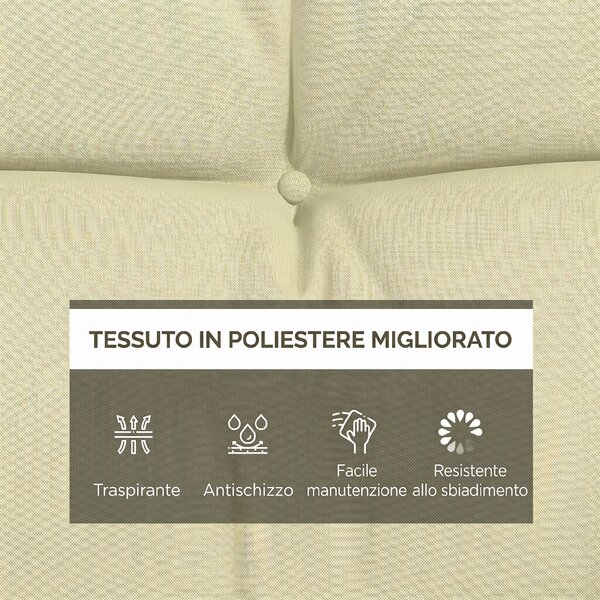 Outsunny Set 4 Cuscini da Giardino per Schienale e Seduta con Imbottitura, in Poliestere, Crema | Aosom Italy