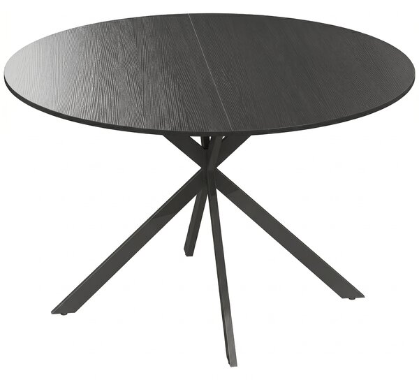 Tavolo da Pranzo Rotondo Stile Industriale Ø120x75 cm con Piano in Truciolato e Gambe a Croce in Acciaio Nero