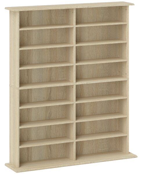 HOMCOM Mobile Libreria Porta CD a 16 Ripiani, Design Moderno, in Legno, 106.5x24x126.3 cm, Naturale | Aosom Italy