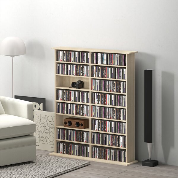 HOMCOM Mobile Libreria Porta CD a 16 Ripiani, Design Moderno, in Legno, 106.5x24x126.3 cm, Naturale | Aosom Italy