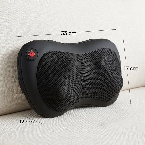 HOMCOM Cuscino Massaggiante Schiena Collo con Riscaldamento e 4 Nodi Shiatsu, per Casa, Ufficio, Auto, Nero | Aosom Italy