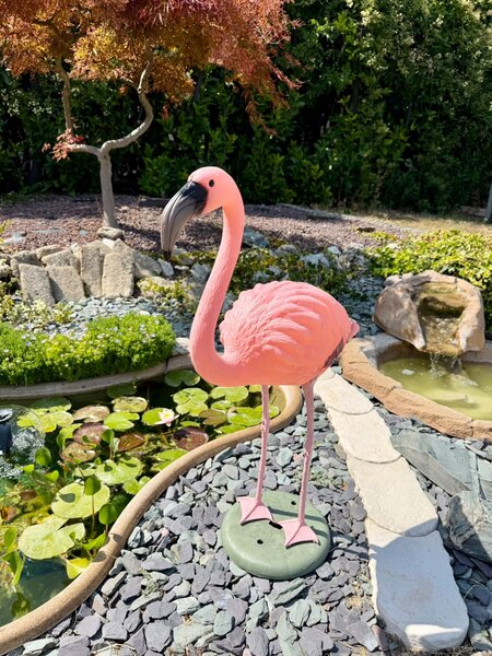 Fenicottero Rosa Decorativo H 80 cm per Laghetti da Giardino
