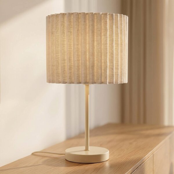 Lindby Lampada da tavolo Libbie, Crema / Ambra, Soggiorno / Sala da pranzo, Tessuto / Stoffa / Seta, Lampada da tavolo