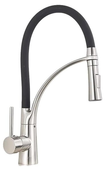 Miscelatore per lavello da cucina, design estraibile, struttura robusta in ottone, finitura in nichel spazzolato