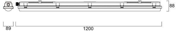 Sylvania Lampada convessa a LED RESISTO, grigio chiaro, 120 cm, 34 W, 840 IP66 RESISTO, Alluminio / Grigio / Zincato, Plastica, Plafoniera