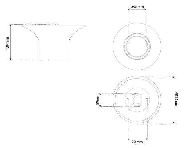 Plafoniera Ø167x130mm GU10 in Gesso Pitturabile Rotonda
