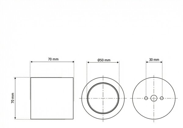 Plafoniera Ø70 x 70mm GU10 in Gesso Pitturabile Cilindrica