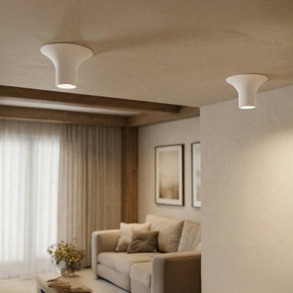 Plafoniera Ø167x90mm GU10 in Gesso Pitturabile Rotonda