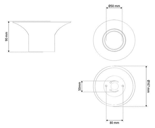 Plafoniera Ø167x90mm GU10 in Gesso Pitturabile Rotonda