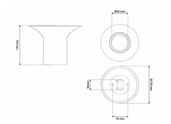 Plafoniera Ø167x170mm GU10 in Gesso Pitturabile Rotonda