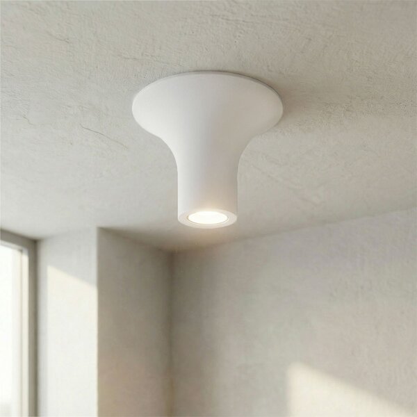 Plafoniera Ø167x130mm GU10 in Gesso Pitturabile Rotonda