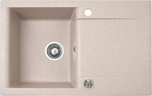 Lavello QLS 76x44 cm con sgocciolatoio Siphon reversibile - Luna Beige 11187