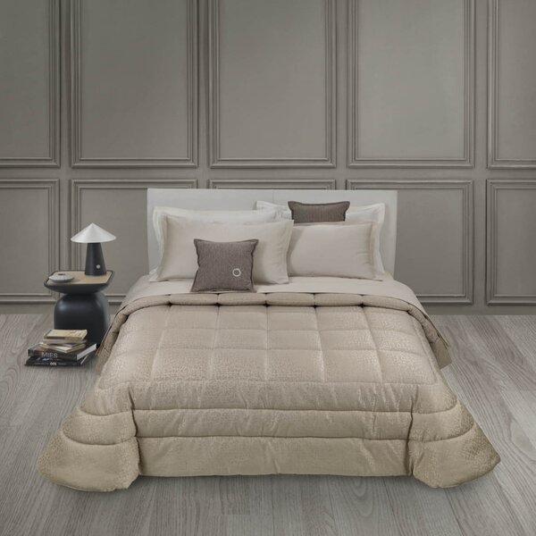 Trapunta In Raso Jacquard Frame Matrimoniale - 270X260 Trussardi Moderno Ivory Caleffi