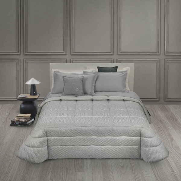 Trapunta In Raso Jacquard Mosaic Matrimoniale - 270X260 Trussardi Moderno Ivory Caleffi