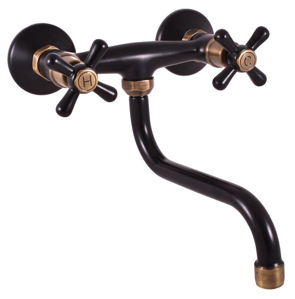 Miscelatore per lavabo MORAVA RETRO, Colore: nero opaco/ottone vecchio, Dimensioni: 150 mm (MK101.5/21CMATSM)