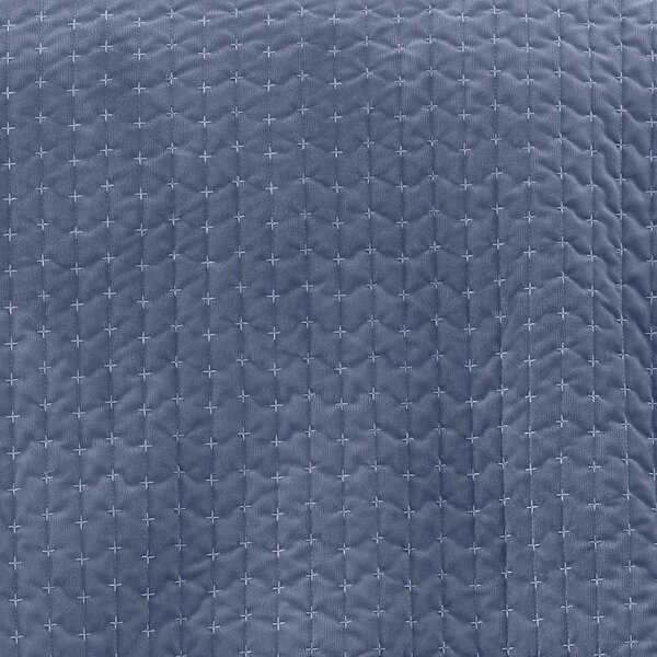 Copriletto blu in velluto con rivestimento trapuntato 240x260 cm Attica Velvet – Bianca