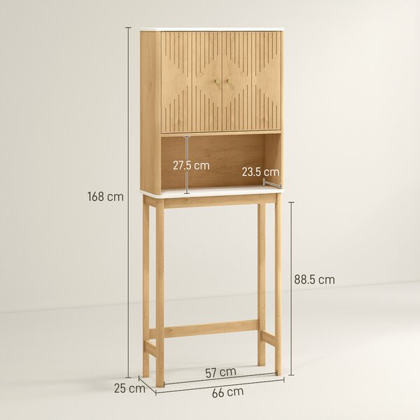 HOMCOM Mobile sopra WC con doppio armadio e ripiani, 66 x 25 x 168 cm, Legno | Aosom Italy